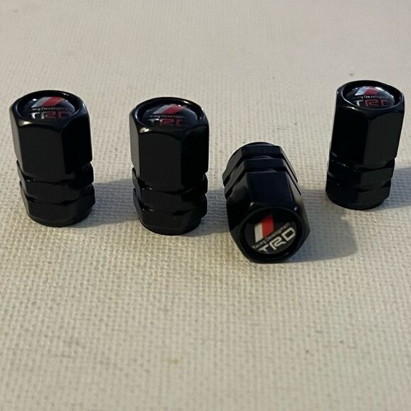 Toyota TRD valve Stem caps in Black set of 4 NWT - Picture 2 of 4